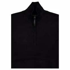 Bon Boiled Wool Quarter Zip Black
