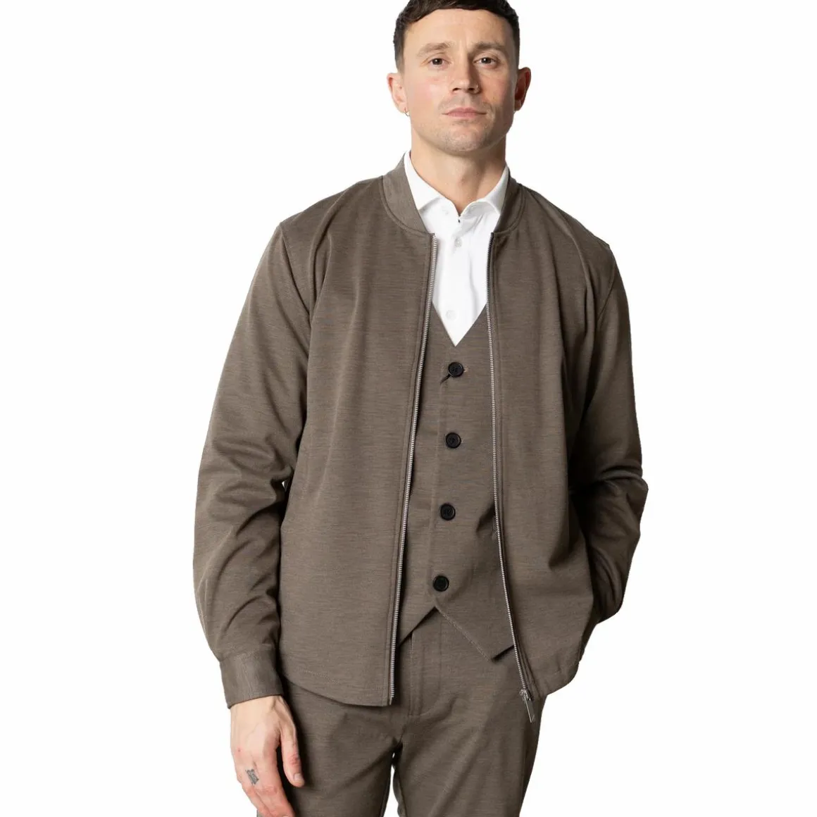 Brendon Jersey Jacket Dark Khaki
