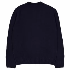 Carded Wool Crew Neck Sweater 166 Midnight Blue