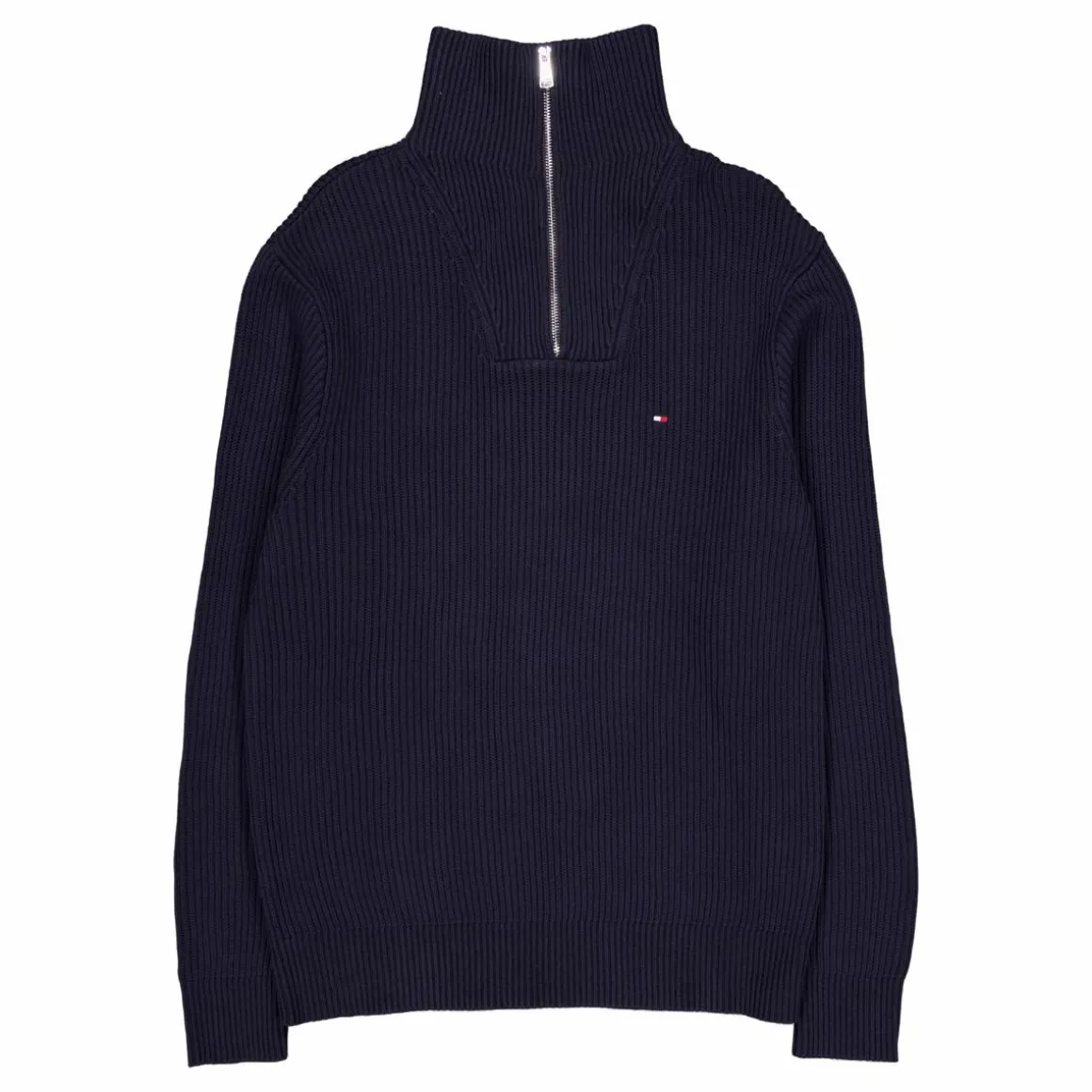 Chunky Cotton Rib Nautical Zp Blue