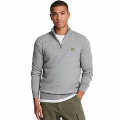 Cotton Merino Quarter Zip Jump T28 Mid Grey Marl