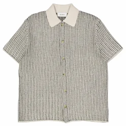 Easton Knitted Ss Shirt Ivory/black