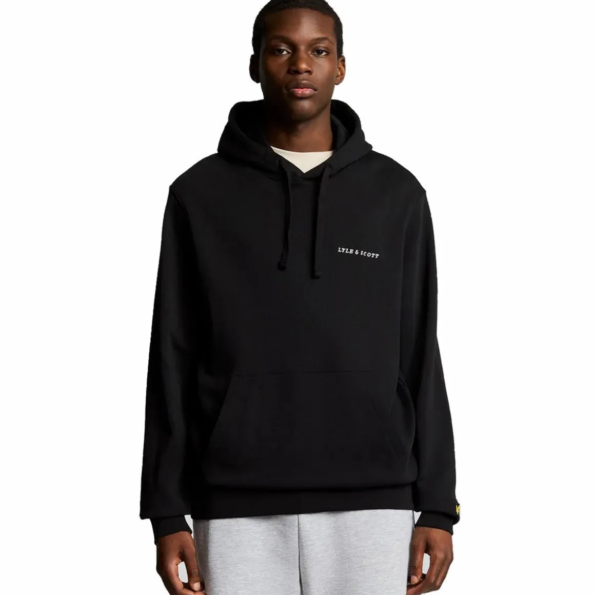 Embroidered Hoodie Z893 Jet Black/ White