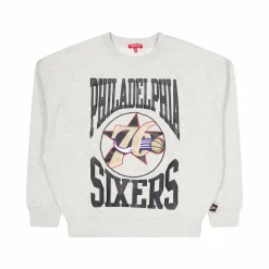76ers Womens Logo Lt Crew 3.0 Grey Heather