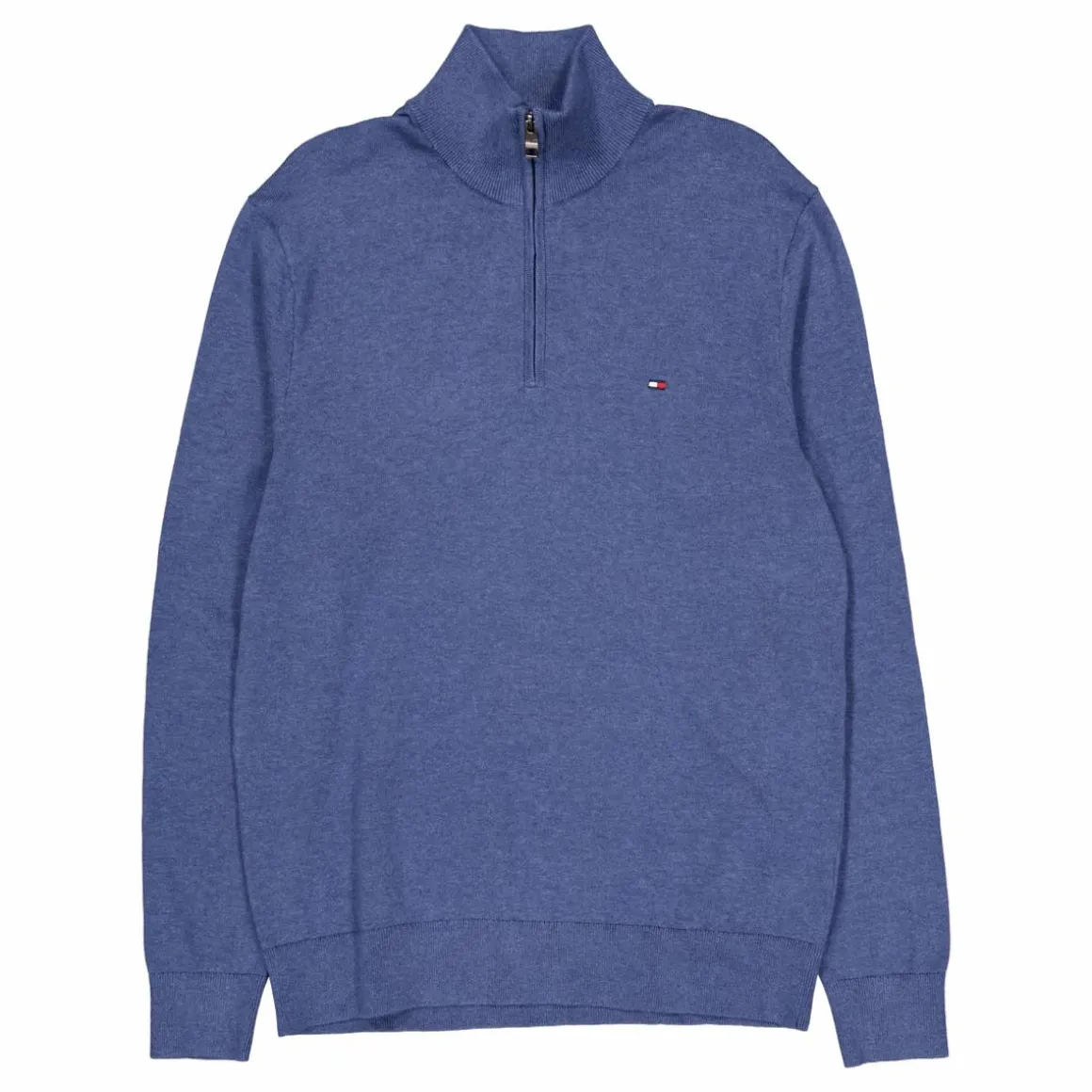 Essential Cotton Zip Mock Blue