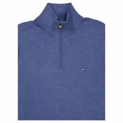 Essential Cotton Zip Mock Blue