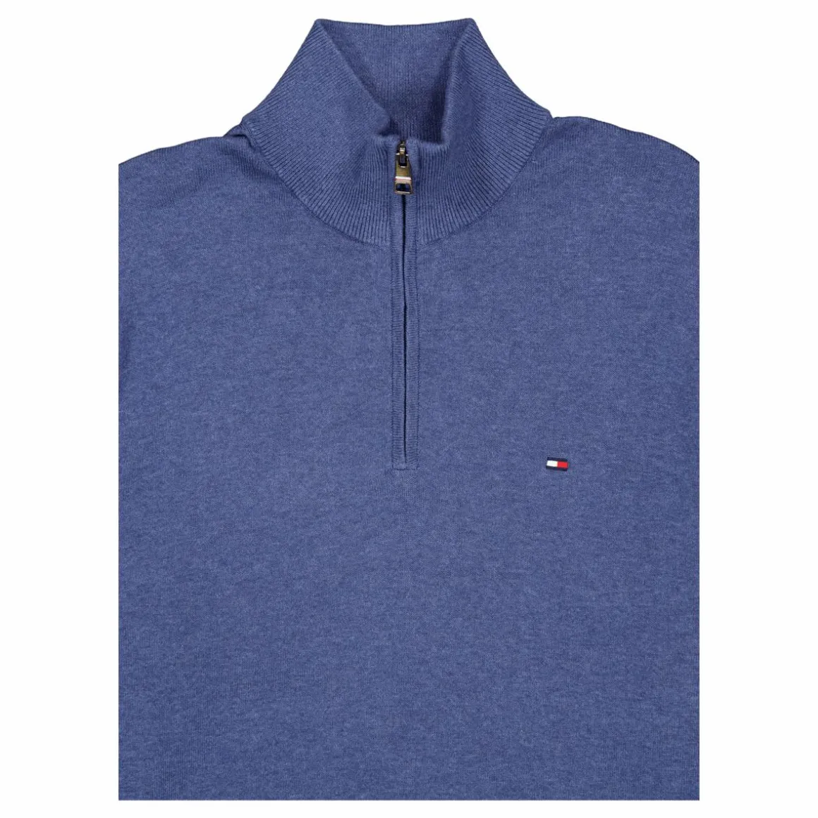 Essential Cotton Zip Mock Blue