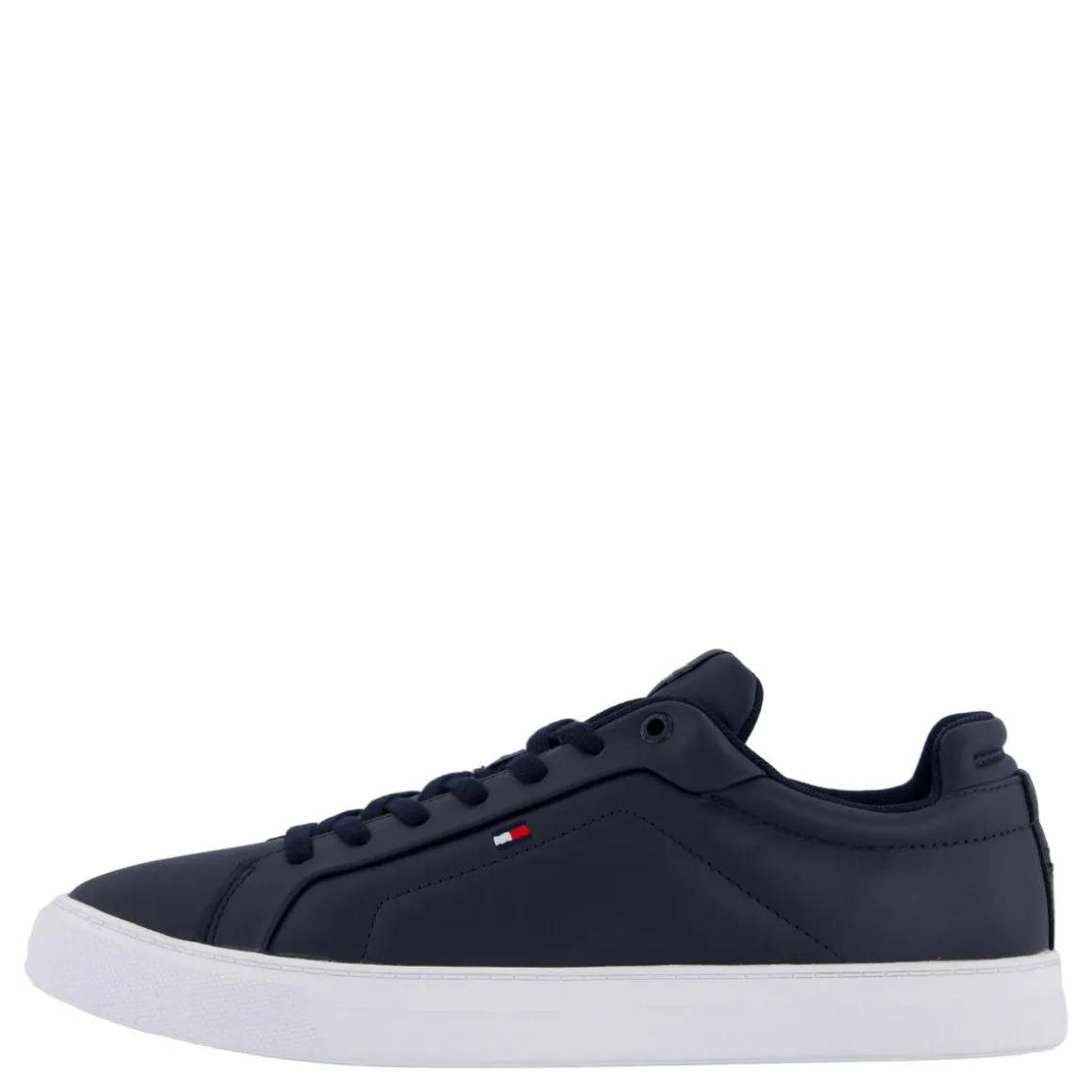 Flag Embroidery Leather Court Trainers Blue