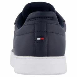 Flag Embroidery Leather Court Trainers Blue