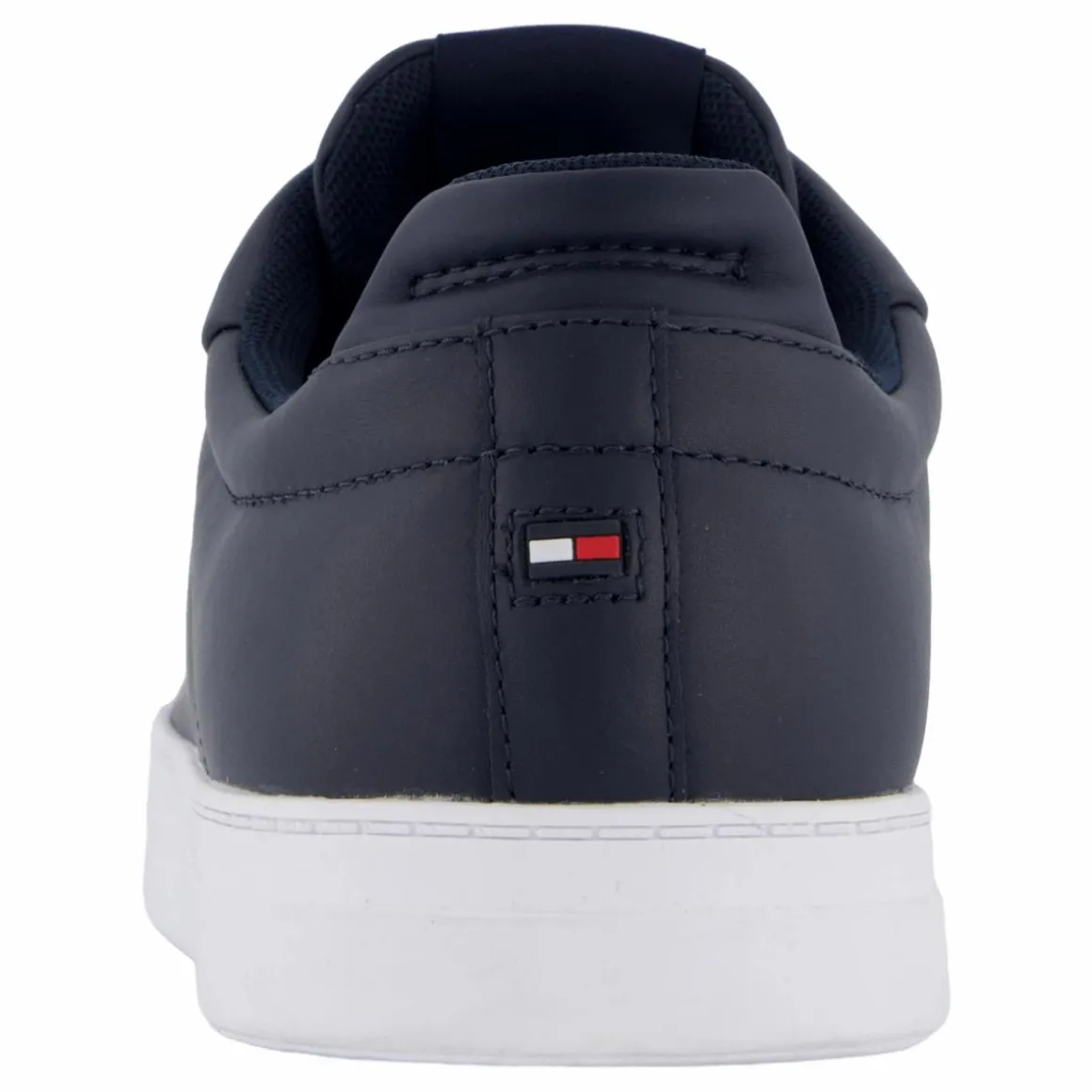 Flag Embroidery Leather Court Trainers Blue