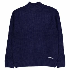 Grady Waffle Mockneck Knit Dark Navy