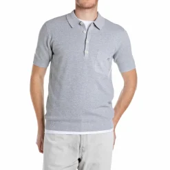 Knitted Polo Shirt Grey Melange