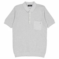 Knitted Polo Shirt Grey Melange