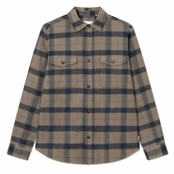Lennon Flannel Check Shirt Desert Taupe/dark Navy