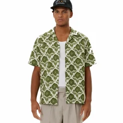 Lesley Flower Tile Aop Ss Shirt Vintage Green/ivory