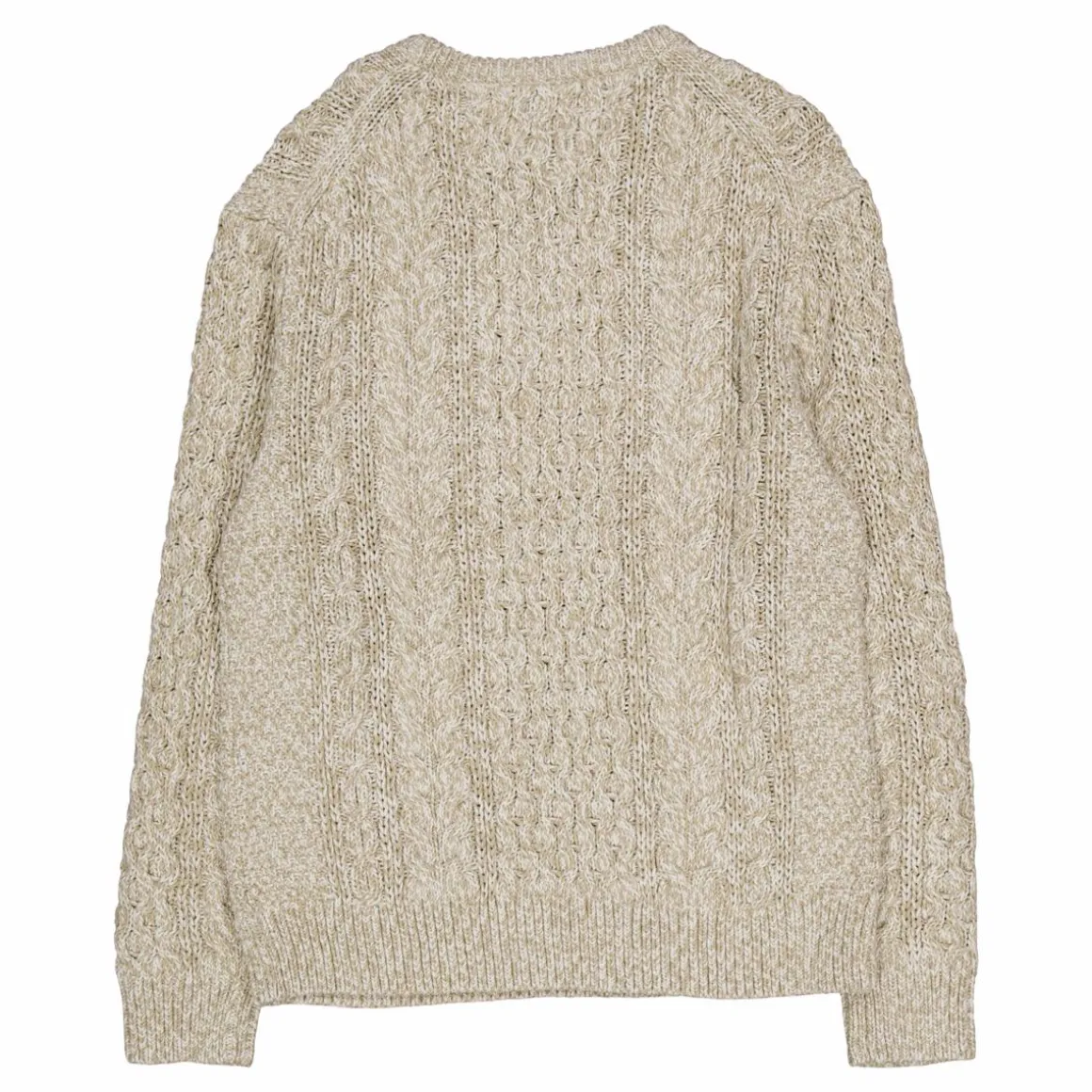 Mouline Aran Cable Crew Neck White