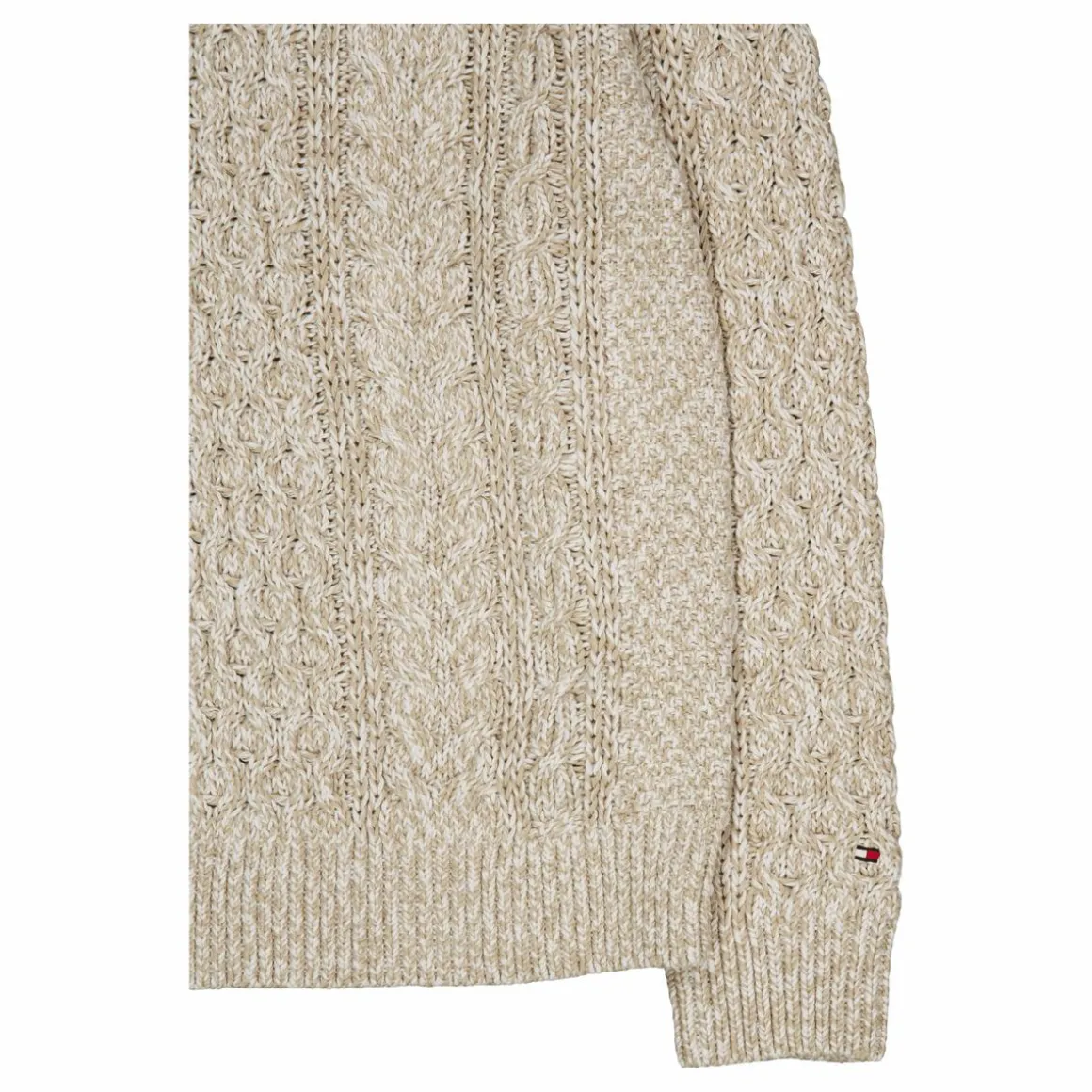 Mouline Aran Cable Crew Neck White