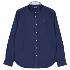 Oxford Stretch Plain L/s Navy 01