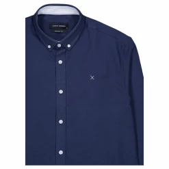 Oxford Stretch Plain L/s Navy 01