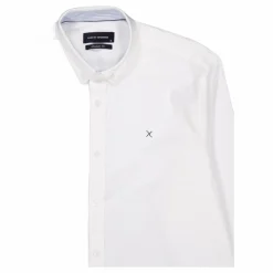 Oxford Stretch Plain L/s White 01