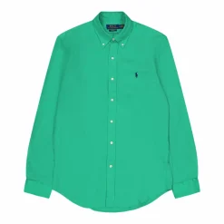 Polo Ralph Lauren Piece Dye Linen Custiòm Fit Sh Grasshopper