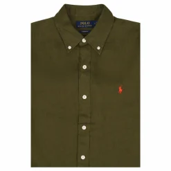 Polo Ralph Lauren Piece Dye Linen Custom Bd Shir Dark Sage