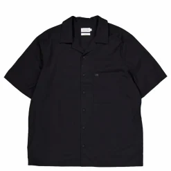 Poplin Cuban Collar S/s Shirt Beh-ck Black