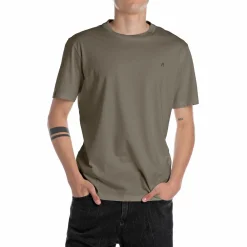 Replay Basic Logo Tee Mud Green