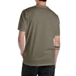 Replay Basic Logo Tee Mud Green