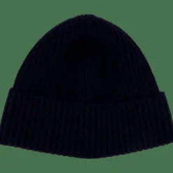 Rib Knit Brushed Wool Beanie Navy Blue