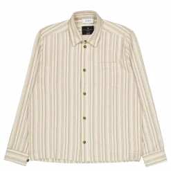 Shane Stripe Cotton Overshirt Ivory/lichen Green