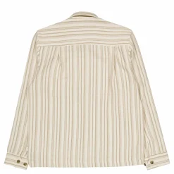 Shane Stripe Cotton Overshirt Ivory/lichen Green