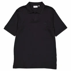 Smooth Cotton Open Placket Pol Beh-ck Black