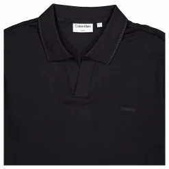 Smooth Cotton Open Placket Pol Beh-ck Black