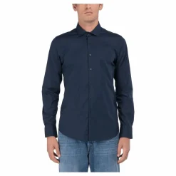 Stretch Poplin Shirt 087 Blue
