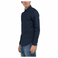 Stretch Poplin Shirt 087 Blue