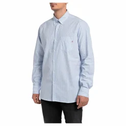 Striped Cotton Poplin Shirt 010 White/blue