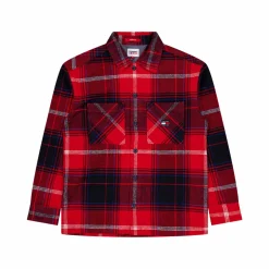 Tjm Brushed Check Overshirt Xnl - Deep Crimson Check