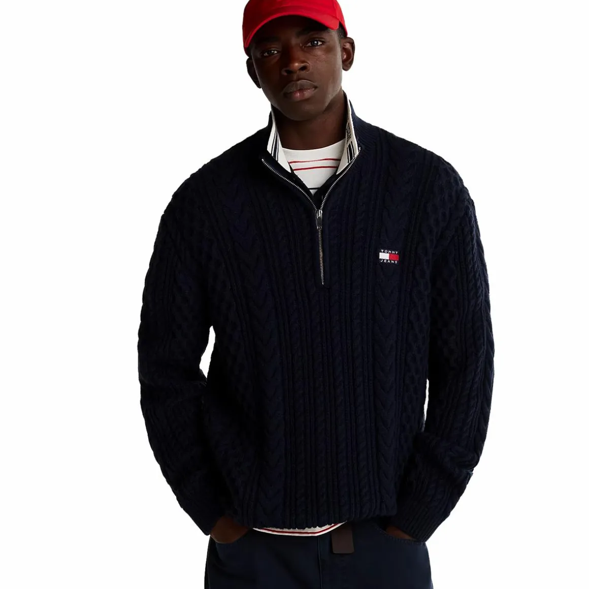 Tjm Reg Cable S Flag 1/4 Zip Dark Night Navy