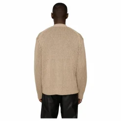 Twin Plated Knit Cardigan Tiger Brown