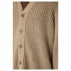 Twin Plated Knit Cardigan Tiger Brown