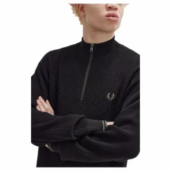 Waffle Stitch Half Zip Jmpr 102 Black