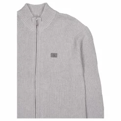 Woven Label Zip Through Sweate P41 Grey Heather