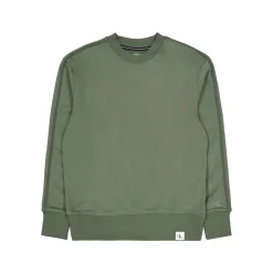 Woven Tab Crew Neck Llp - Thyme