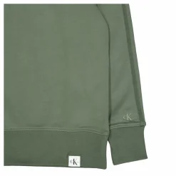 Woven Tab Crew Neck Llp - Thyme