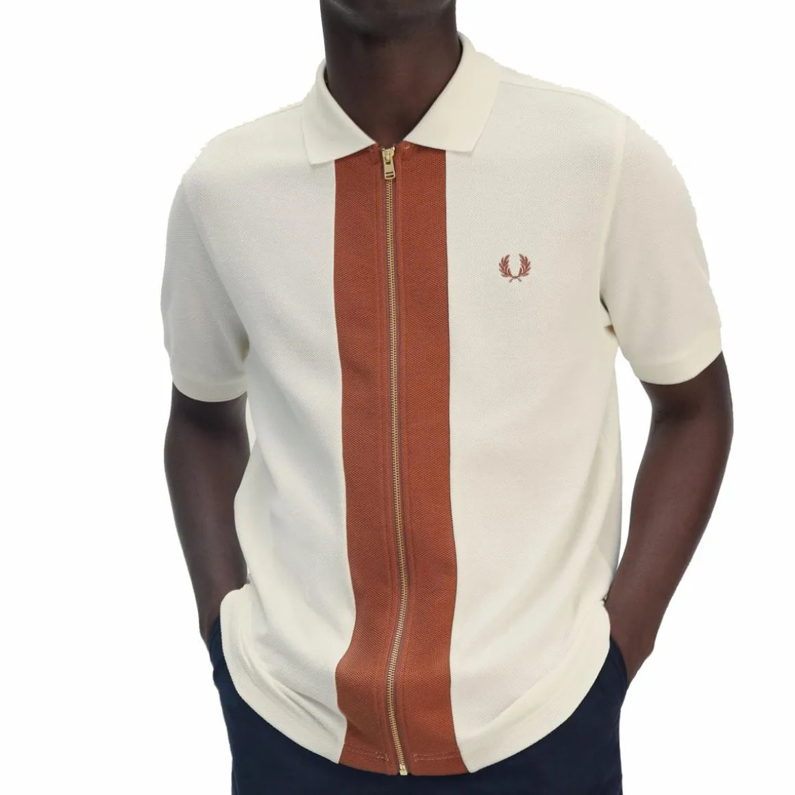Zip Polo Shirt Light Ecru