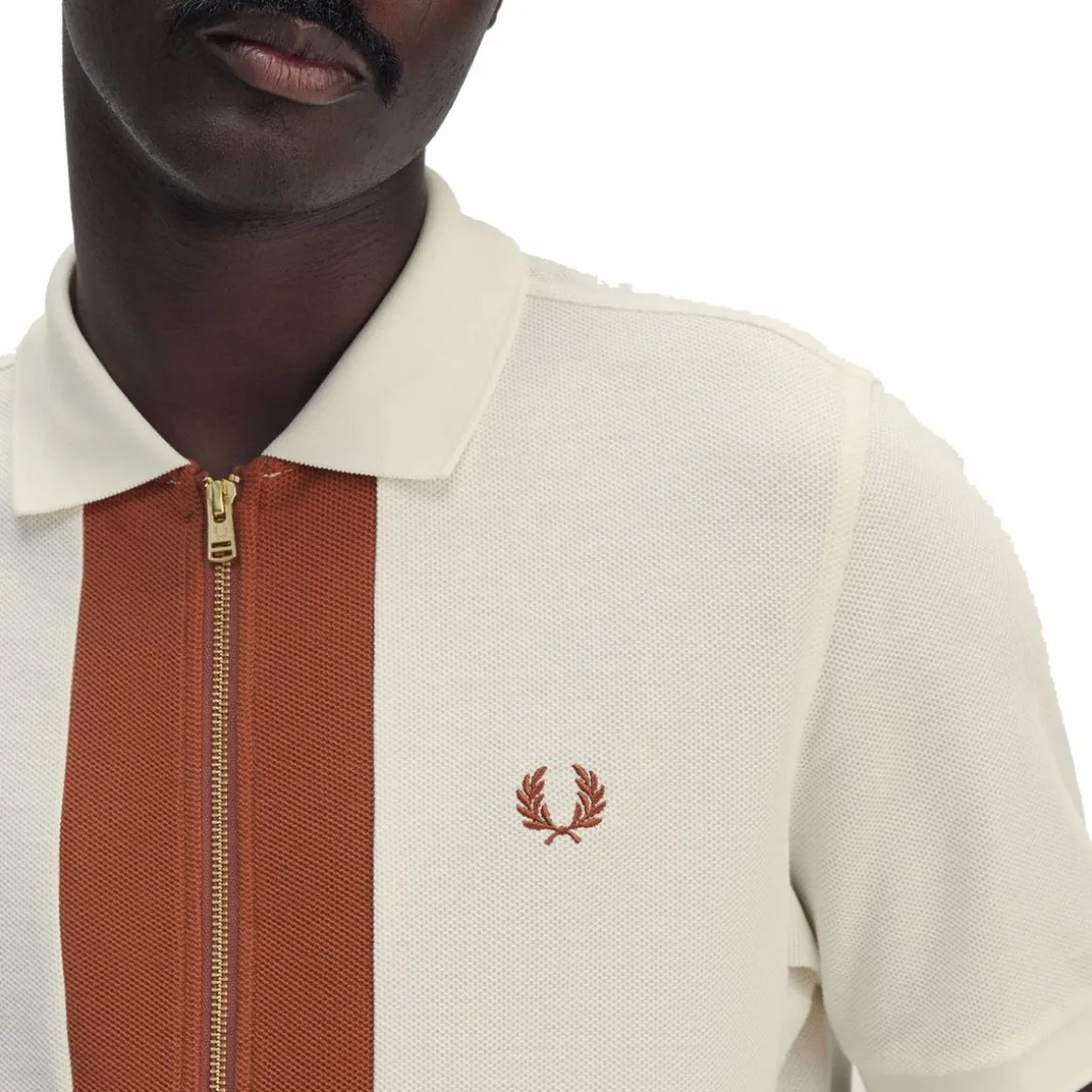 Zip Polo Shirt Light Ecru